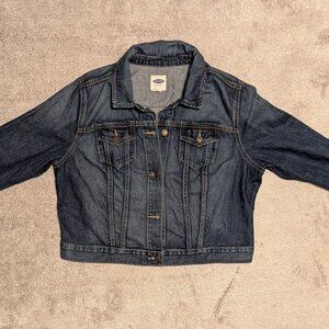 Old Navy Classic Blue Denim Cropped Jean Jacket | Button Front | Size XL